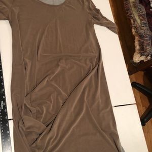 Zara size large front is tan gray back asymmetrical hem long sleeve midi